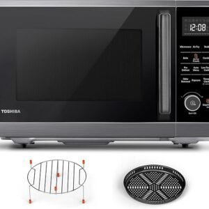 Toshiba เตาไมโครเวฟตั้งโต๊ะแบบคอมโบ 8-in-1 พร้อมระบบพาความร้อน ระบบย่าง โหมดกำจัดกลิ่น จานหมุนบันทึกตำแหน่งได้ 12.4 นิ้ว ระบบล็อกเด็ก สแตนเลสสีดำ ML2-EC10SA(BS) A หม้อทอดไร้น้ำมัน - 1.0 ลูกบาศก์ฟุต